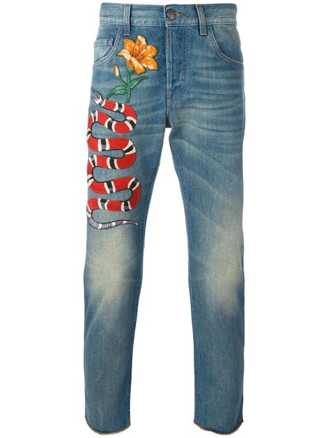 gucci mens skinny jeans replica prices|gucci jeans with snake.